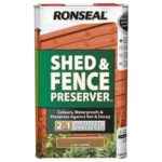 A tin of Ronseal Shed & Fence Preserver 5 litres